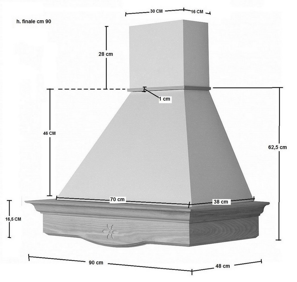 Acquista online ANNY 90 kitchen hood white ash wood, white cone, Faber Coppari